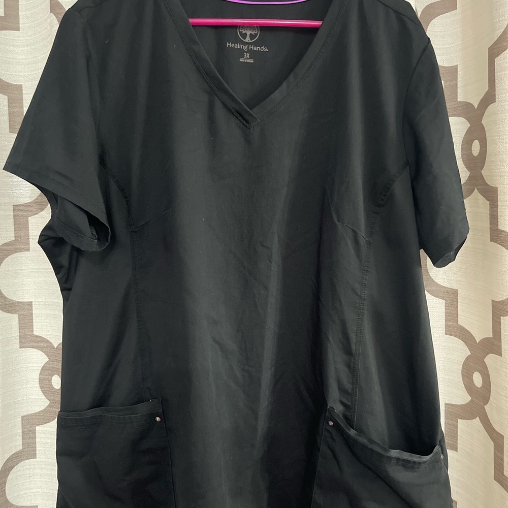 Healing Hands Women's Black Short Scrub Top